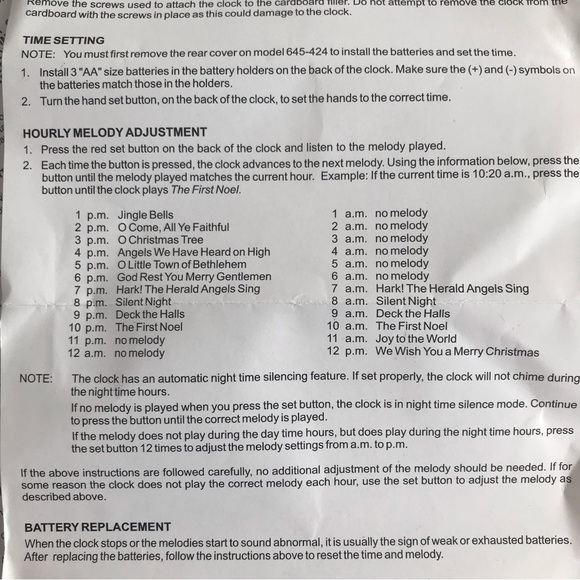 Carols of Christmas II Clock - Howard Miller - NIB - Vintage - Picture 14 of 14